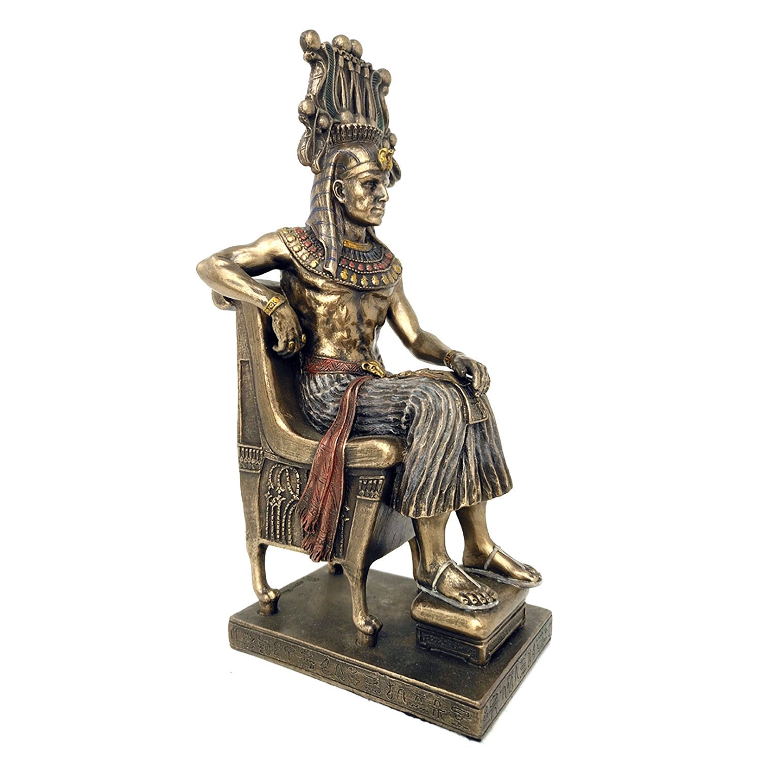 Egyptian Pharaoh sitting on Throne with Ceremonial Headdress