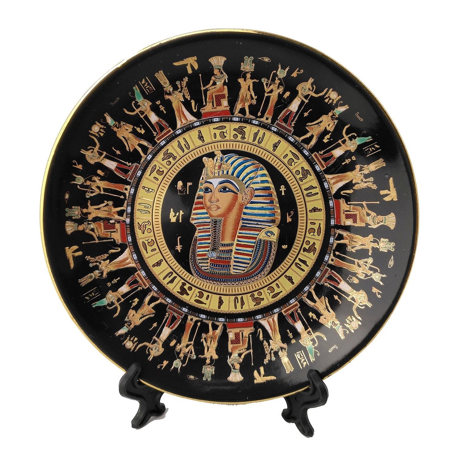 King Tutankamun 24k Gold  Egyptian Porcelain Collectable Plate - 12cm