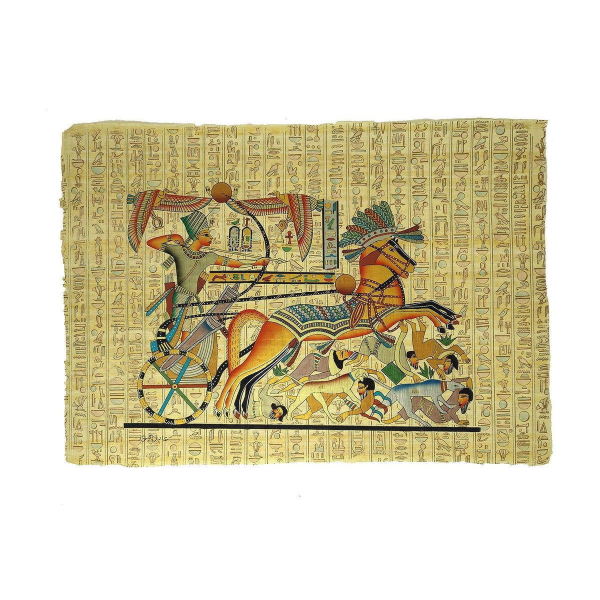 King Tutankamun On Chariot Triumphing Over Enemies Papyrus - 40x60cm