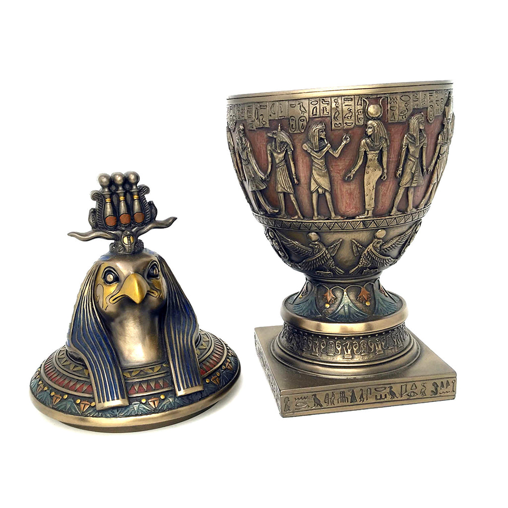 Horus Canopic Jar - Ancient Egyptian God Horus Canopic Jar with opening lid