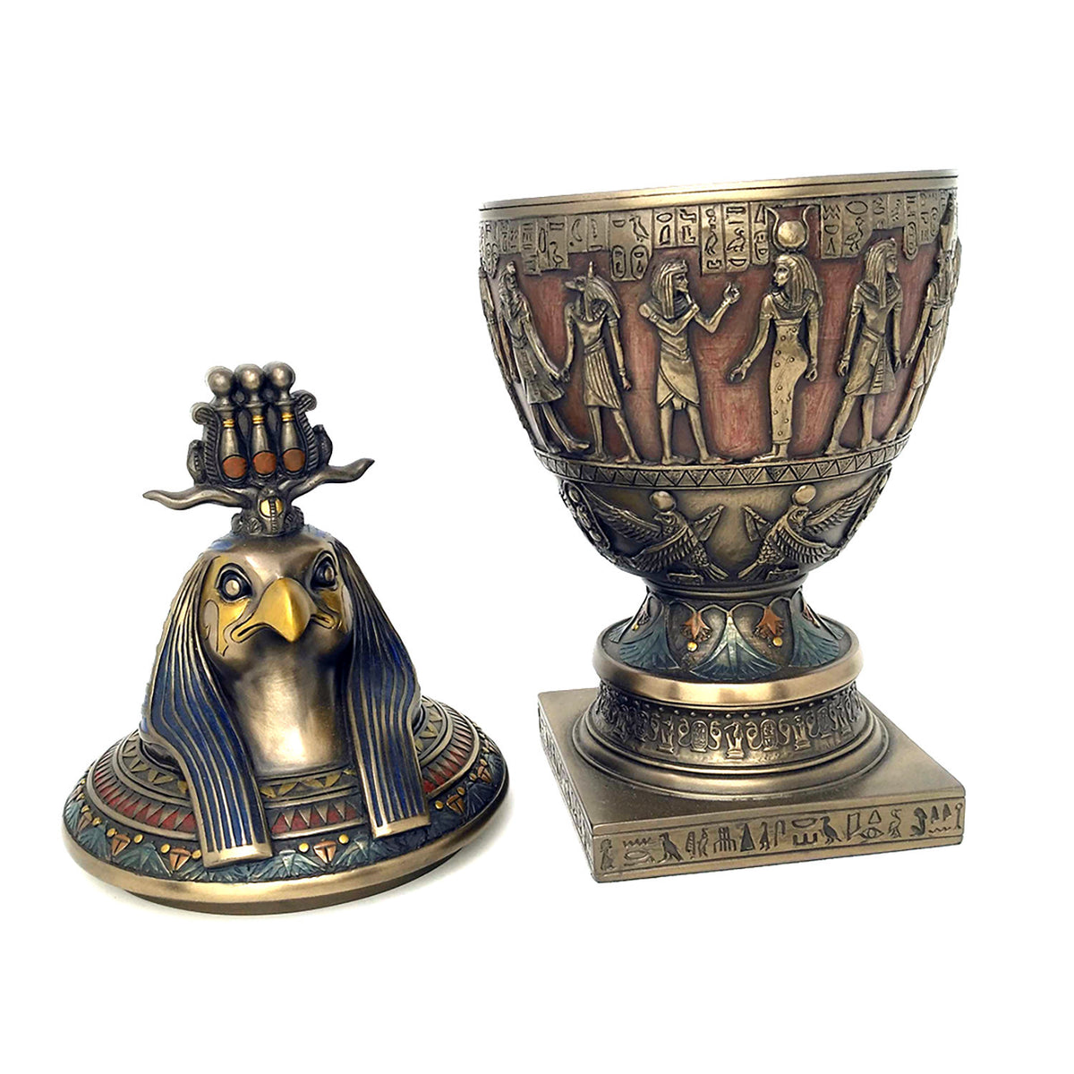 Horus Canopic Jar - Ancient Egyptian God Horus Canopic Jar with opening lid