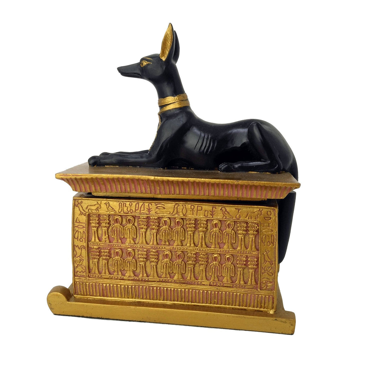 Hand-Painted Anubis on Sarcophagus Box - Ancient Egyptian God Anubis - Ancient Egyptian Home Decor Desk Box - 5.7'' / 14.5cm
