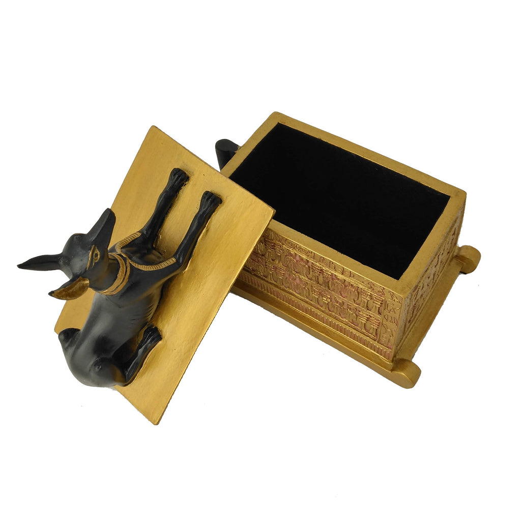 Hand-Painted Anubis on Sarcophagus Box - Ancient Egyptian God Anubis - Ancient Egyptian Home Decor Desk Box - 5.7'' / 14.5cm