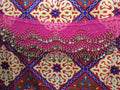 Egyptian Style Belly Dance Hip Scarf - Fuchsia Chiffon Coin Belt for Belly Dancing