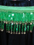 Egyptian Style Belly Dance Hip Scarf - Lime Green Chiffon Coin Belt with Paillette's for Belly Dancing