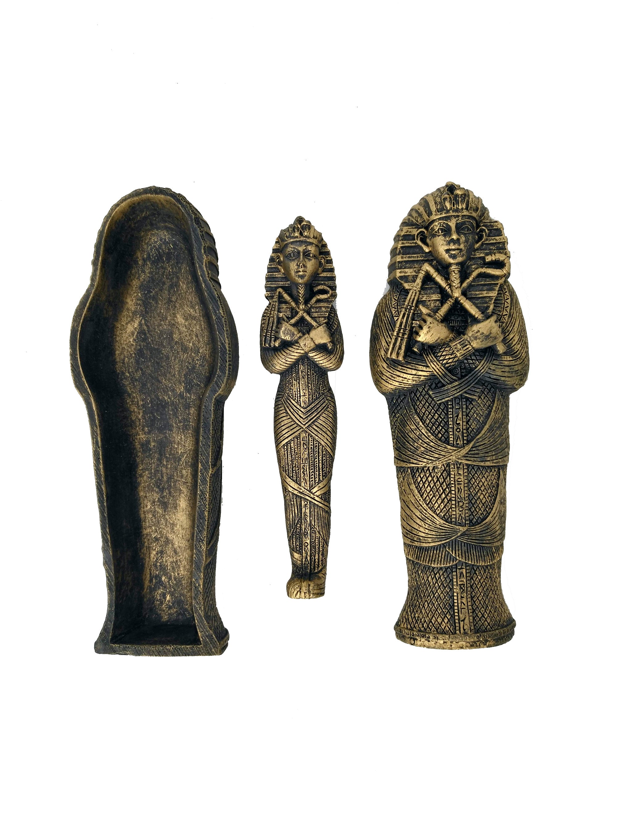 King Tutankamun Sarcophagus With Mummy Box Cast Resin Replica  - 3 Pieces