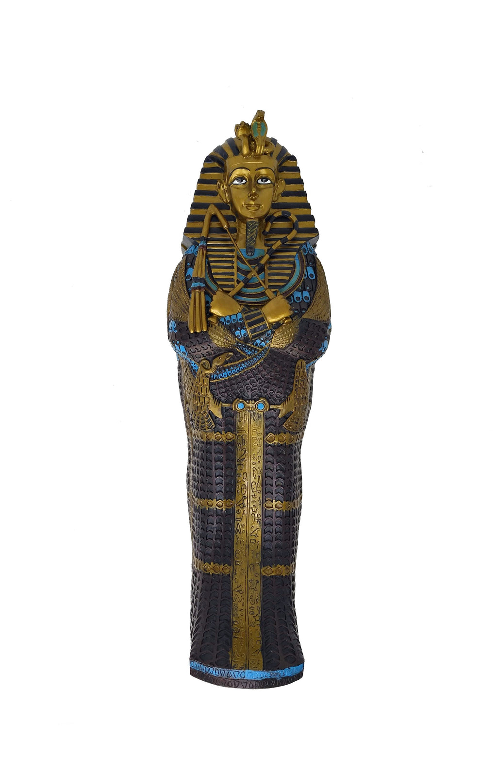 Hand-Painted Egyptian Sarcophagus Box with Mummy - 39 cm