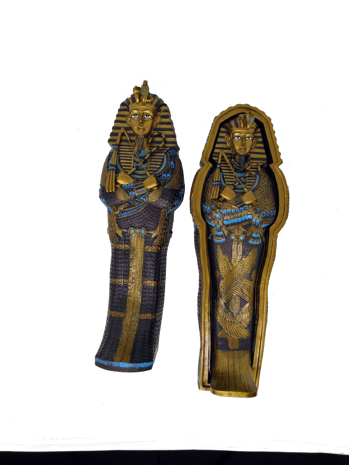 Hand-Painted Egyptian Sarcophagus Box with Mummy - 39 cm