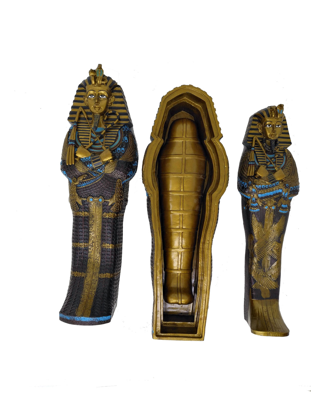 Hand-Painted Egyptian Sarcophagus Box with Mummy - 39 cm
