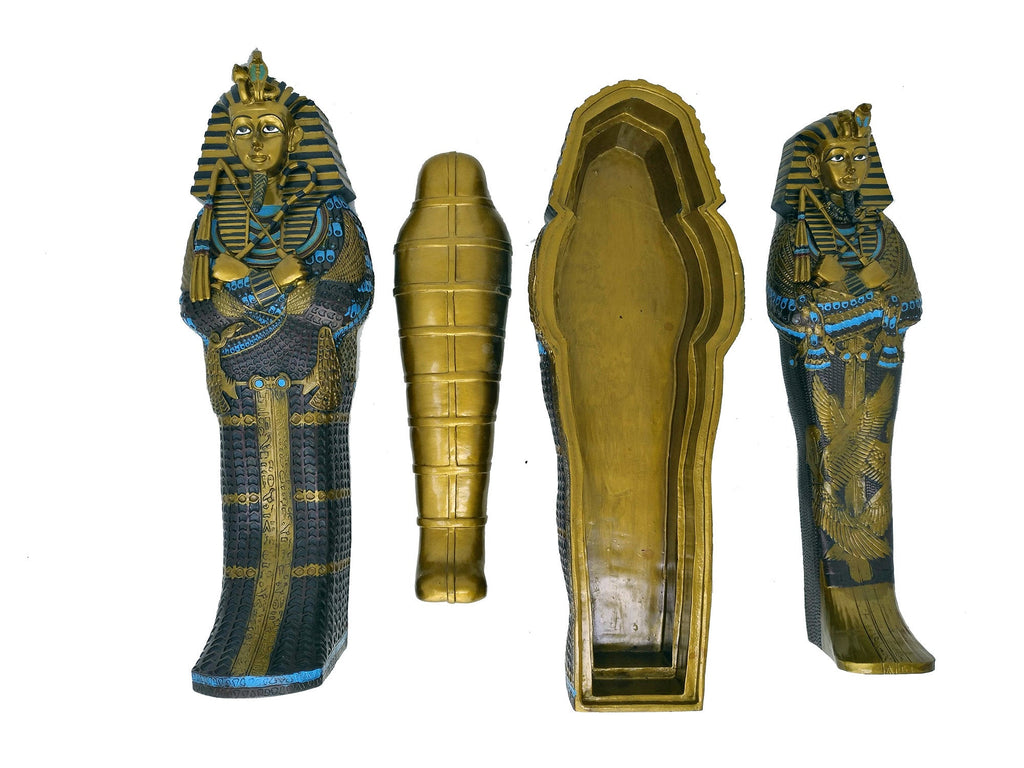 Hand-Painted Egyptian Sarcophagus Box with Mummy - 39 cm
