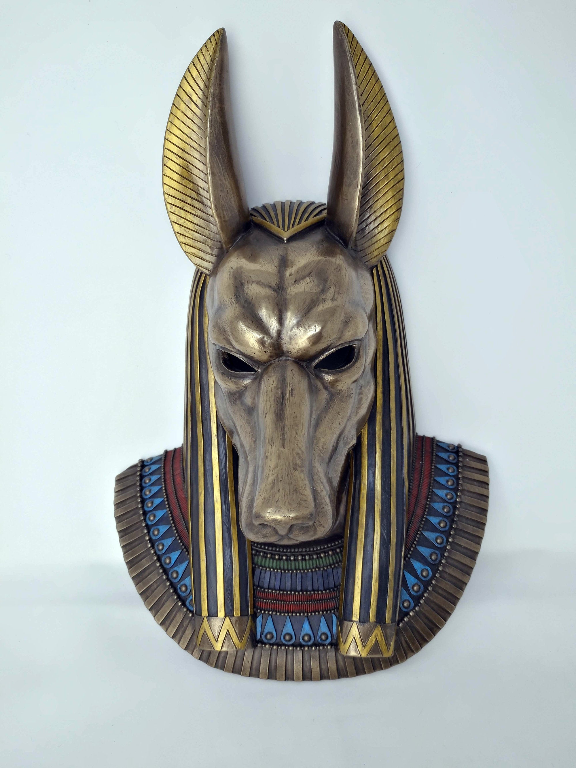 Life Size Anubis Wall Mask - Bold Ancient Egyptian God Anubis Wall Mask with Hand-painted detail