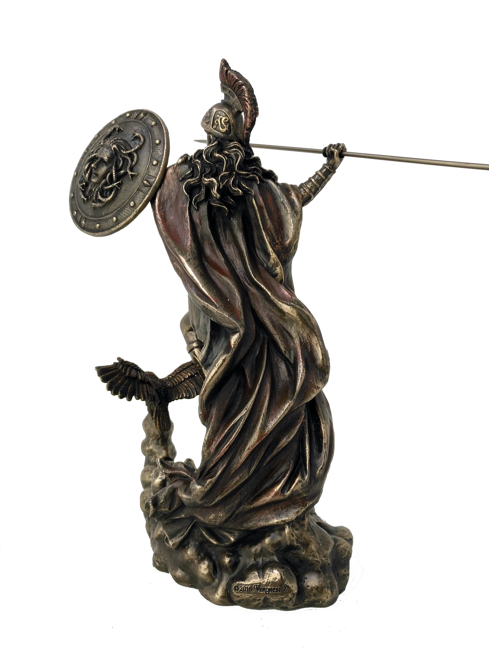 Large Athena with Owl, Spear & Medusa Shield Statue