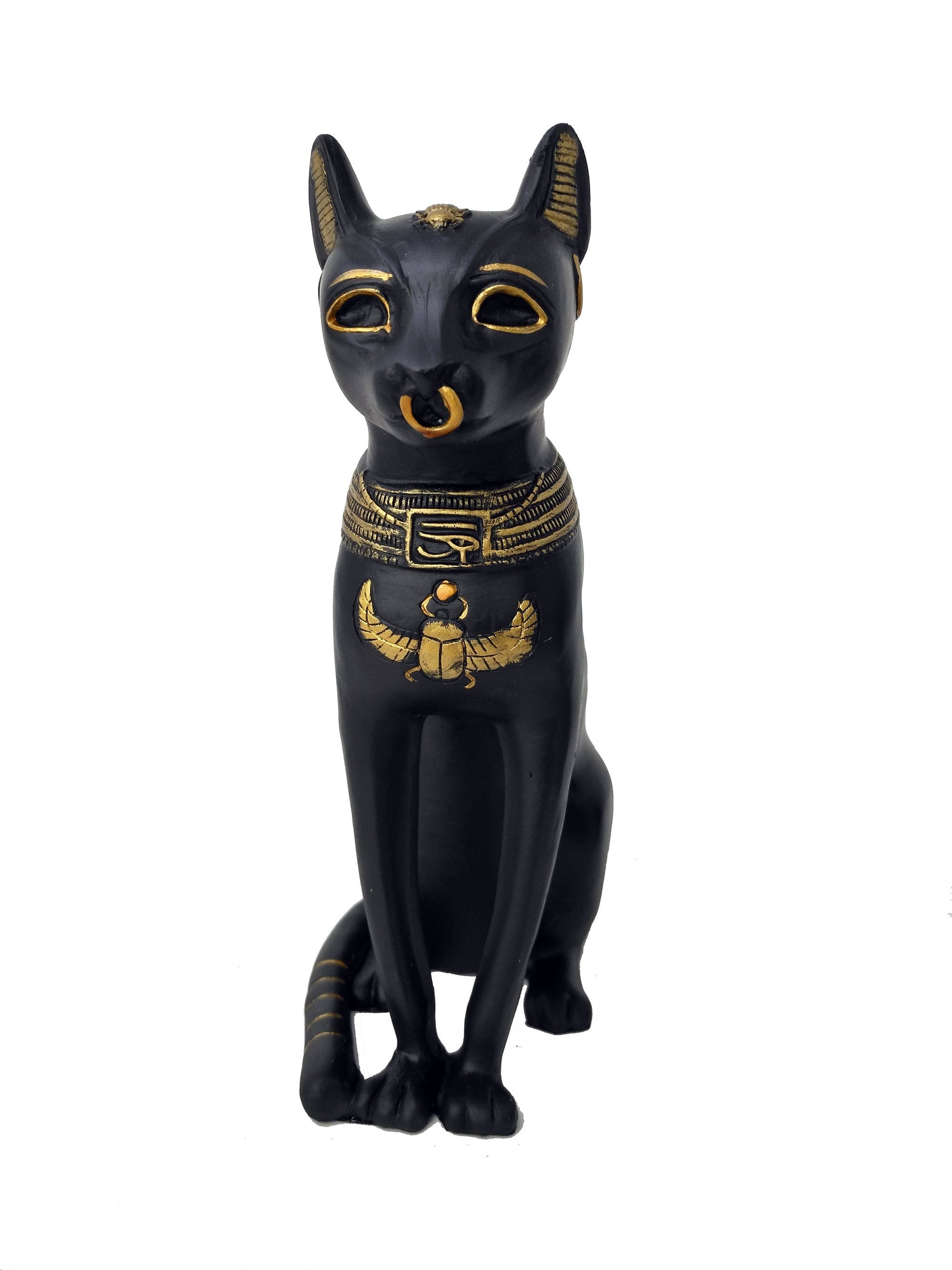 Bastet Statue with Gold Detail - Large