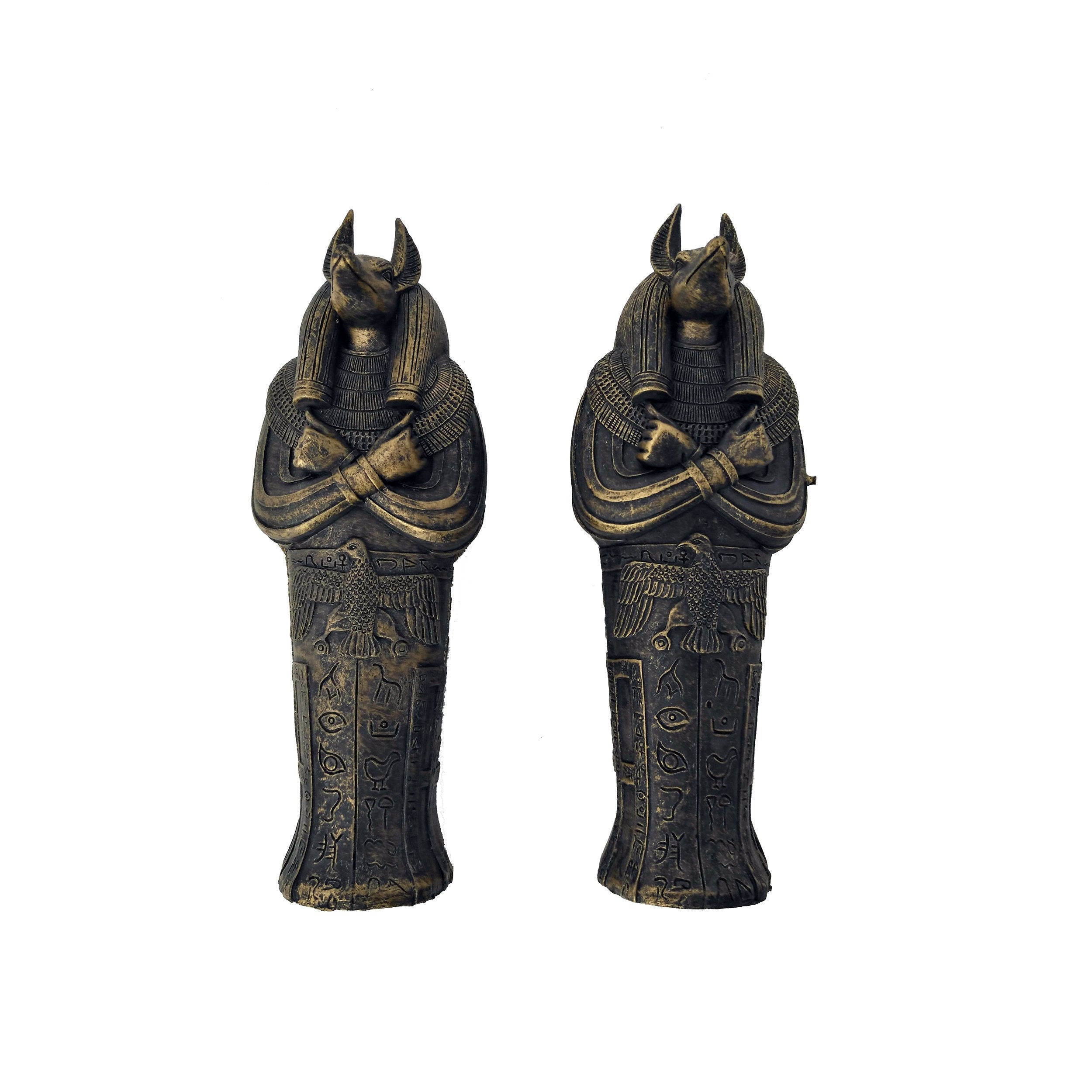 Anubis Sarcophagus With Mummy Box Cast Resin Replica - 3 Pieces