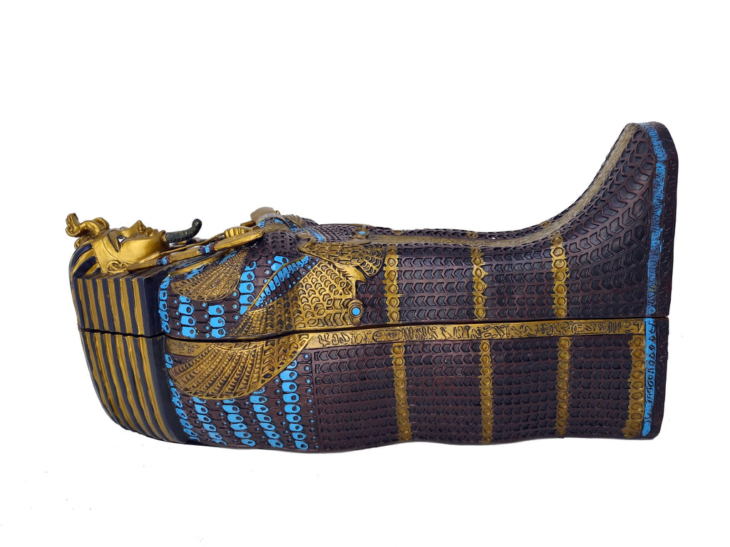 Hand-Painted Egyptian Sarcophagus Box with Mummy - 39 cm