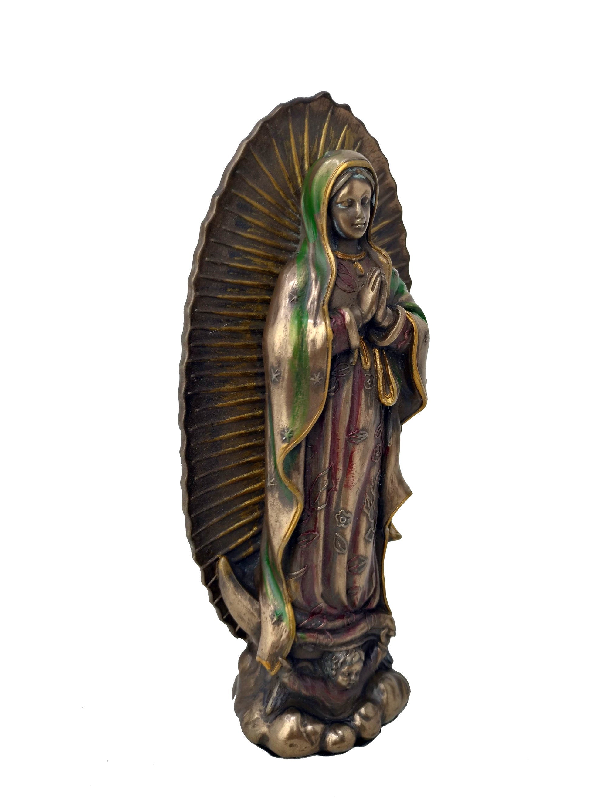 Our Lady of Guadalupe Statue / Virgin of Guadalupe - Virgin Mary Cold Cast Bronze Statue - Christian Statue Home Decor - 6.3'' / 16cm