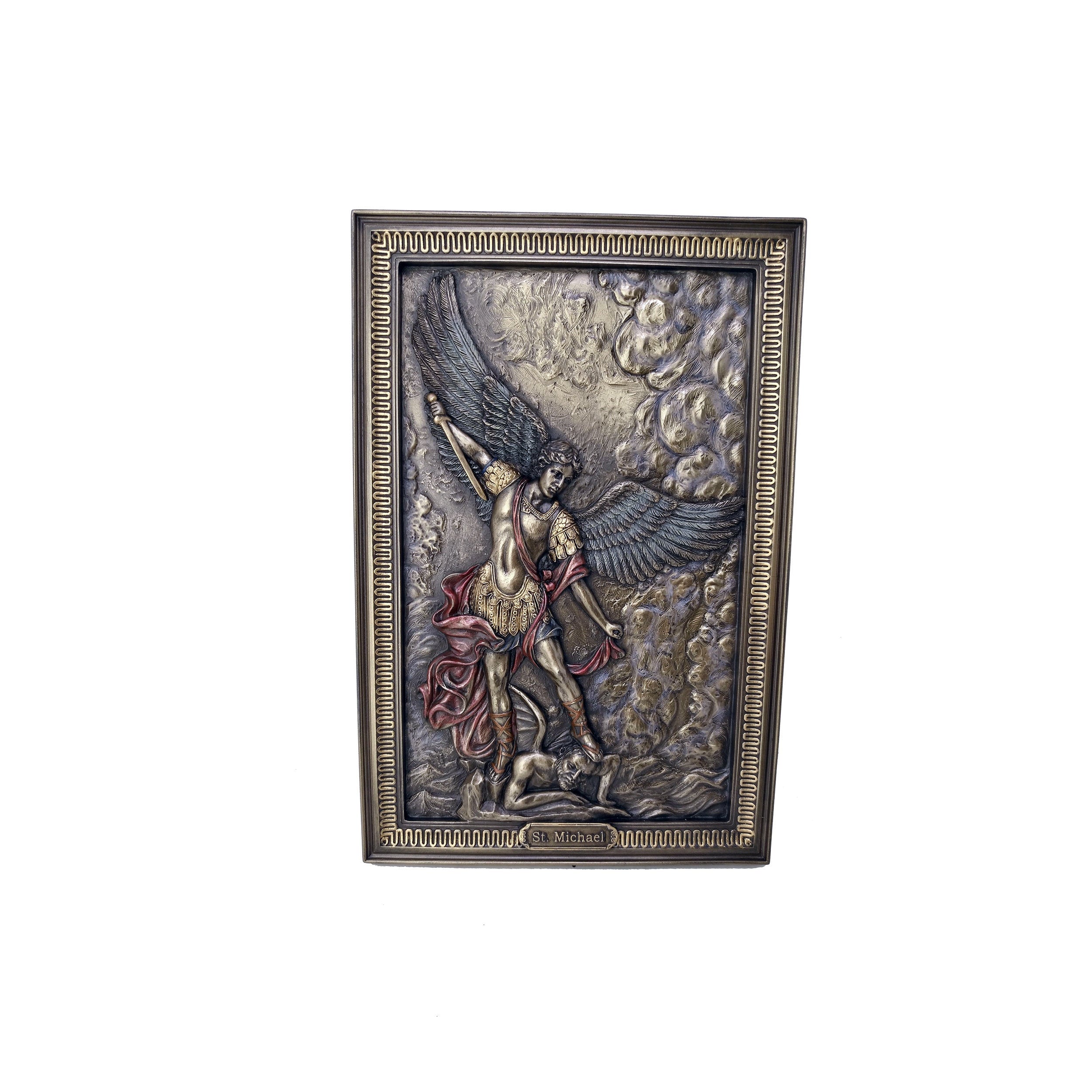 Saint Michael Trampling over Demon Wall Plaque